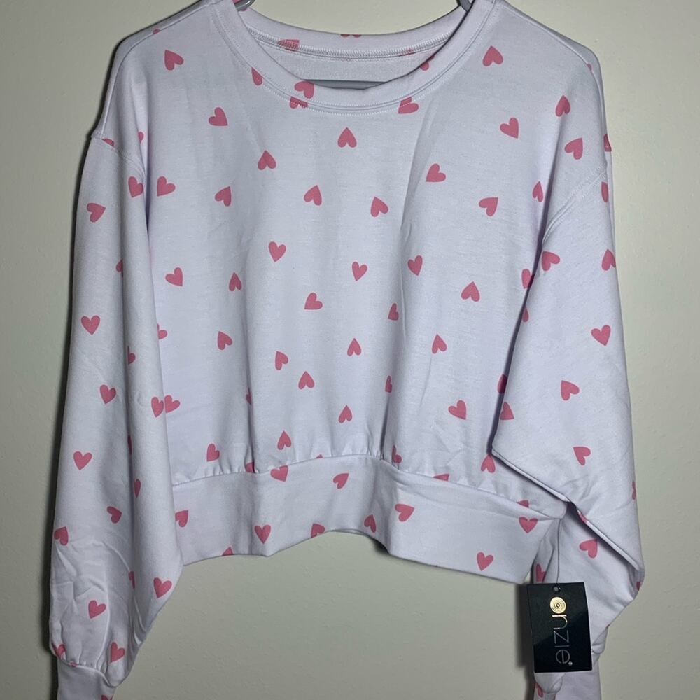 ONZIE CROPPED PINK HEART BELLA SWEATSHIRT Size S/M